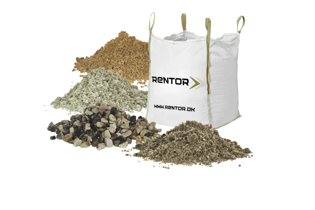 Rentor big bag med sand, grus og sten